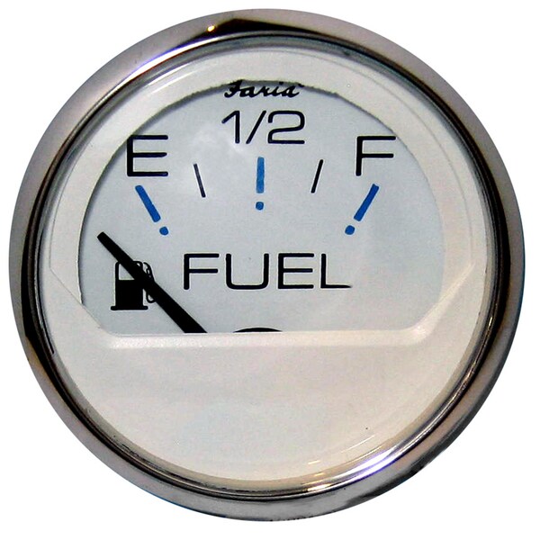 Faria Beede Instruments Chesapeake White SS 2" Fuel Level Gauge (E-1/2-F) 13801 - main